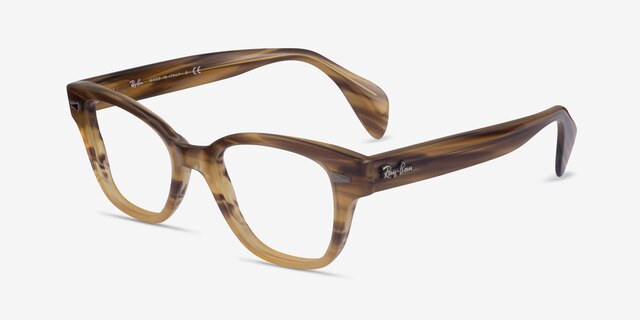 Ray-Ban RB0880 Light Brown Striped AcétateMontures de lunettes de vue d'EyeBuyDirect, Vue d'Angle