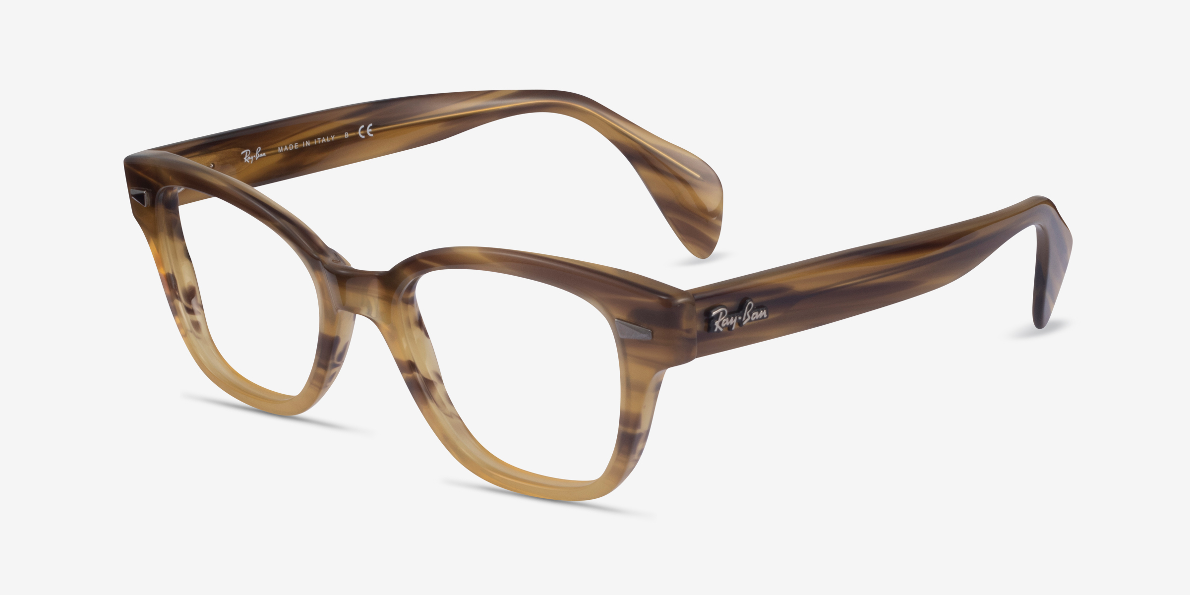 Ray Ban Rb0880 Square Light Brown Striped Frame Eyeglasses Eyebuydirect