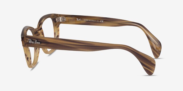 Ray-Ban RB0880 Light Brown Striped AcétateMontures de lunettes de vue d'EyeBuyDirect, Vue de Côté