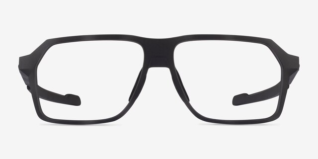 Oakley Bevel Black & Gray PlasticEyeglass Frames from EyeBuyDirect, Front View