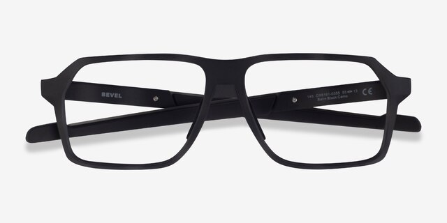 Oakley Bevel Black & Gray PlasticEyeglass Frames from EyeBuyDirect, Closed View