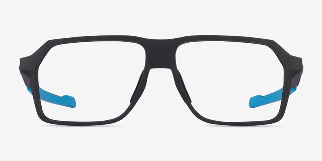 Oakley Bevel Black & Blue PlasticEyeglass Frames from EyeBuyDirect, Front View