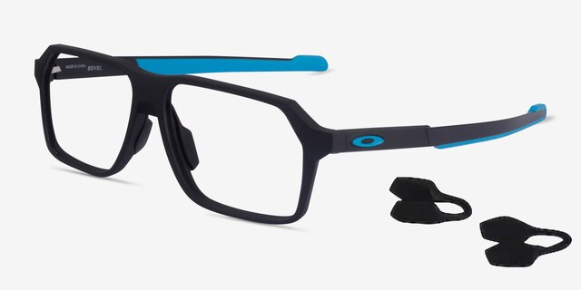 Oakley Bevel Black & Blue PlasticEyeglass Frames from EyeBuyDirect, Angle View