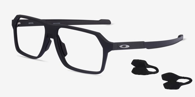 Oakley Bevel Black PlasticEyeglass Frames from EyeBuyDirect, Angle View
