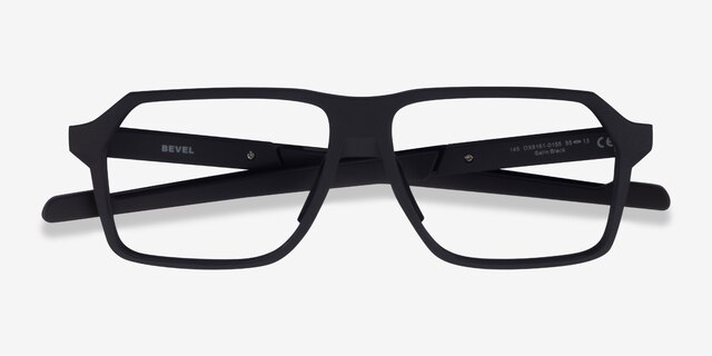 Oakley Bevel Black PlasticEyeglass Frames from EyeBuyDirect, Closed View