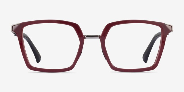 Oakley Sideswept Rx Burgundy & Silver MetalEyeglass Frames from EyeBuyDirect, Front View
