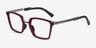 Oakley Sideswept Rx Burgundy & Silver MetalEyeglass Frames from EyeBuyDirect, Angle View