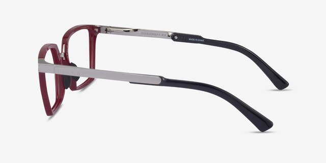 Oakley Sideswept Rx Burgundy & Silver MetalEyeglass Frames from EyeBuyDirect, Side View