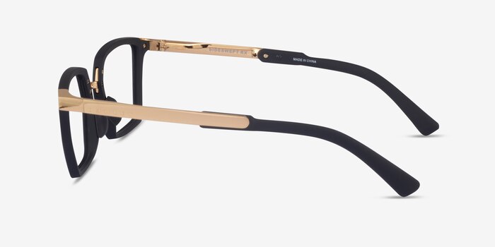 Oakley Sideswept Rx Black & Gold Metal Eyeglass Frames from EyeBuyDirect