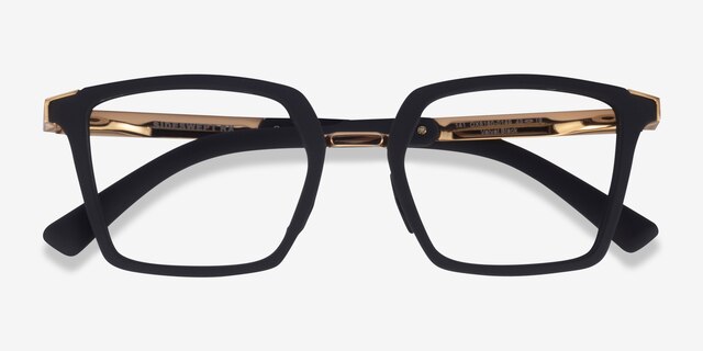 Oakley Sideswept Rx Black & Gold MétalMontures de lunettes de vue d'EyeBuyDirect, Vue Rapprochée