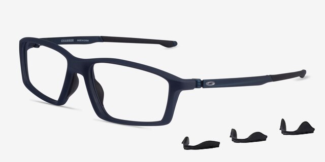 Oakley Chamber Universe Blue PlasticEyeglass Frames from EyeBuyDirect, Angle View