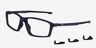 Oakley Chamber Universe Blue PlasticEyeglass Frames from EyeBuyDirect, Angle View