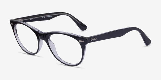 Ray-Ban RB2185V Black Clear AcetateEyeglass Frames from EyeBuyDirect, Angle View