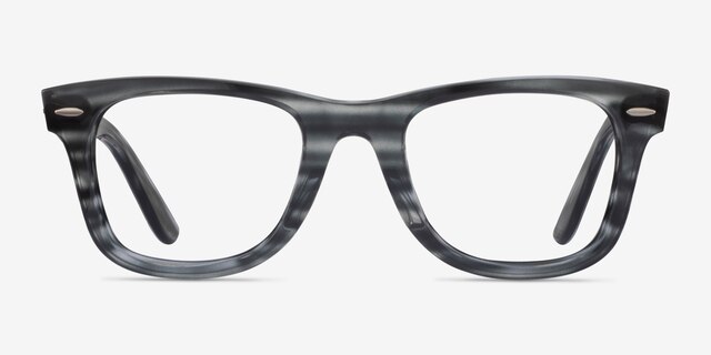 Ray-Ban RB4340V Wayfarer Blue Striped AcetateEyeglass Frames from EyeBuyDirect, Front View