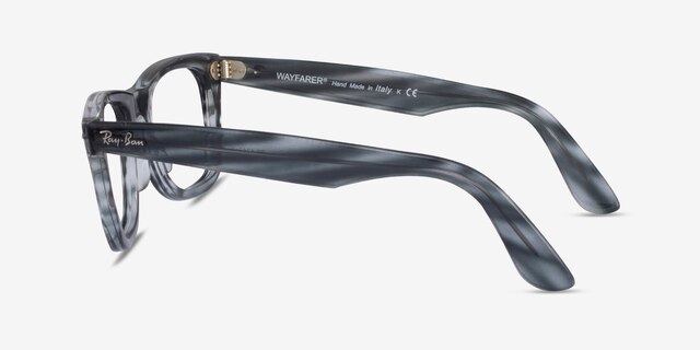 Ray-Ban RB4340V Wayfarer Blue Striped AcetateEyeglass Frames from EyeBuyDirect, Side View