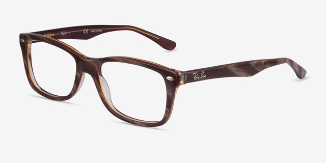 Ray-Ban RB5228 Brown Striped AcetateEyeglass Frames from EyeBuyDirect, Angle View