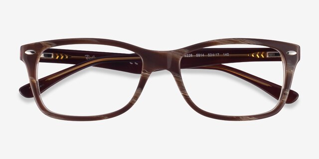 Ray-Ban RB5228 Brown Striped AcetateEyeglass Frames from EyeBuyDirect, Closed View