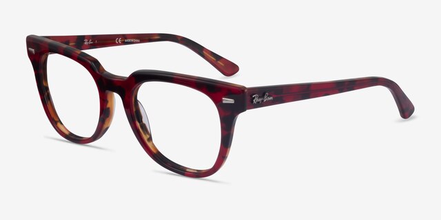 Ray-Ban Meteor Red Tortoise AcetateEyeglass Frames from EyeBuyDirect, Angle View
