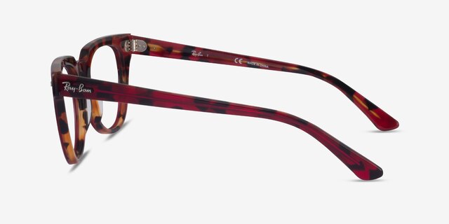 Ray-Ban Meteor Red Tortoise AcetateEyeglass Frames from EyeBuyDirect, Side View