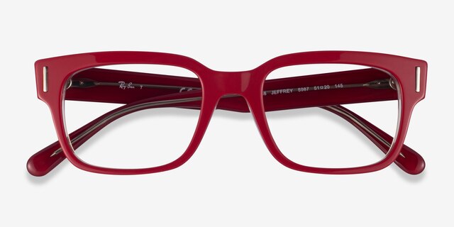 Ray-Ban Jeffrey Light Red AcetateEyeglass Frames from EyeBuyDirect, Closed View