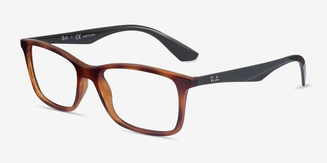 Ray-Ban RB7047 Tortoise & Green PlastiqueMontures de lunettes de vue d'EyeBuyDirect, Vue d'Angle