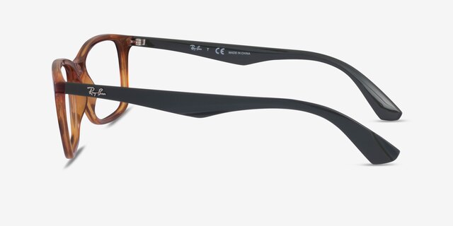 Ray-Ban RB7047 Tortoise & Green PlastiqueMontures de lunettes de vue d'EyeBuyDirect, Vue de Côté