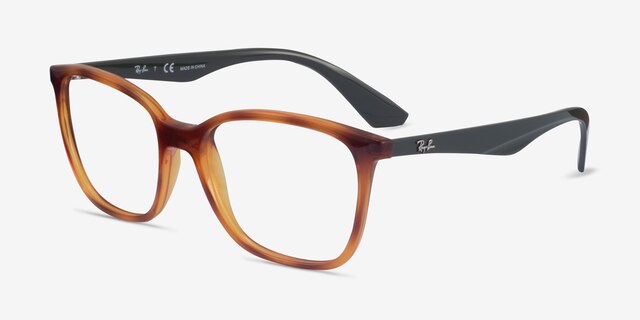 Ray-Ban RB7066 Tortoise & Green PlastiqueMontures de lunettes de vue d'EyeBuyDirect, Vue d'Angle