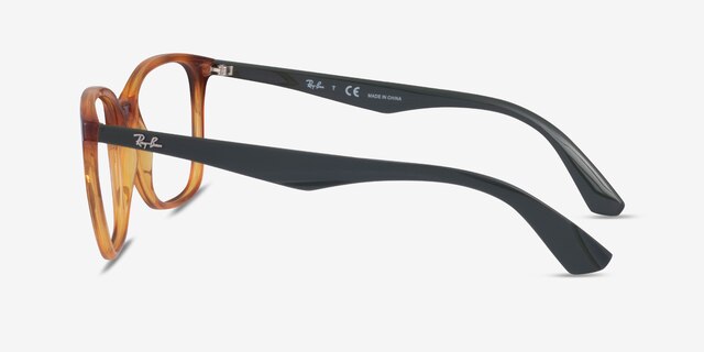 Ray-Ban RB7066 Tortoise & Green PlastiqueMontures de lunettes de vue d'EyeBuyDirect, Vue de Côté