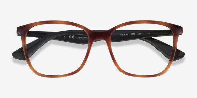 Ray-Ban RB7066 Tortoise & Green PlastiqueMontures de lunettes de vue d'EyeBuyDirect, Vue Rapprochée