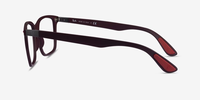 Ray-Ban RB7144M Dark Burgundy PlasticEyeglass Frames from EyeBuyDirect, Side View