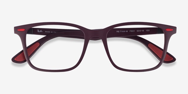 Ray-Ban RB7144M Dark Burgundy PlasticEyeglass Frames from EyeBuyDirect, Closed View