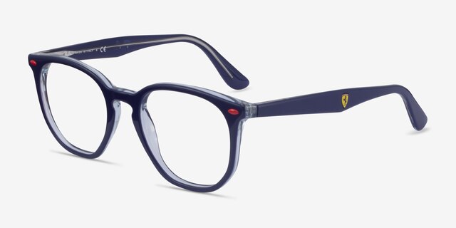 Ray-Ban RB7151M Blue & Clear AcetateEyeglass Frames from EyeBuyDirect, Angle View