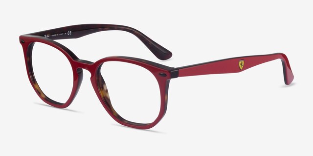 Ray-Ban RB7151M Red & Tortoise AcetateEyeglass Frames from EyeBuyDirect, Angle View