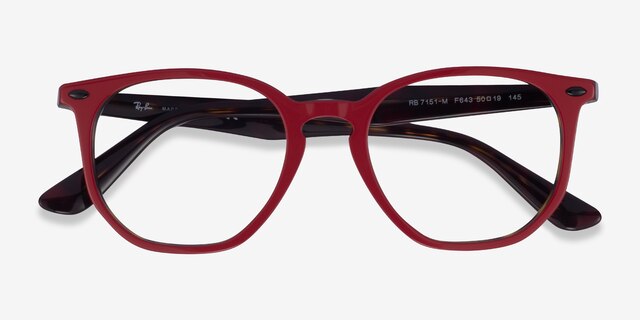 Ray-Ban RB7151M Red & Tortoise AcetateEyeglass Frames from EyeBuyDirect, Closed View
