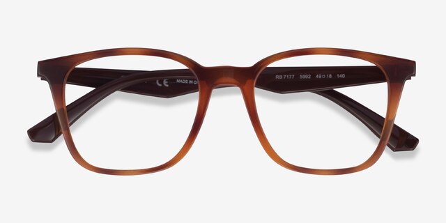 Ray-Ban RB7177 Tortoise Brown PlasticEyeglass Frames from EyeBuyDirect, Closed View