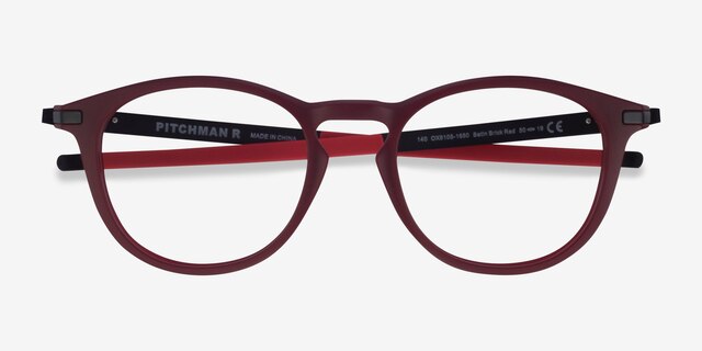 Oakley Pitchman R Burgundy & Black PlasticEyeglass Frames from EyeBuyDirect, Closed View