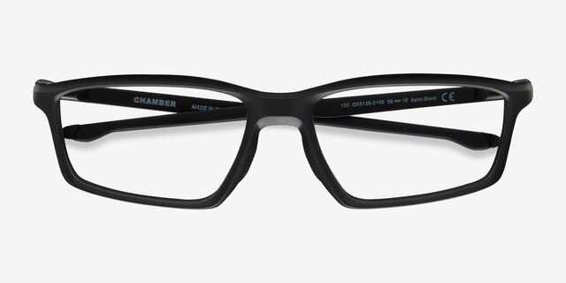 Oakley Chamber Black PlasticEyeglass Frames from EyeBuyDirect, Closed View