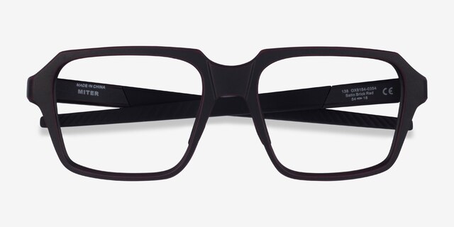 Oakley Miter Matte Dark Red PlasticEyeglass Frames from EyeBuyDirect, Closed View
