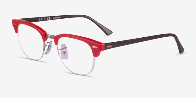 Ray-Ban RB4354V Red Rose Gold AcetateEyeglass Frames from EyeBuyDirect, Angle View