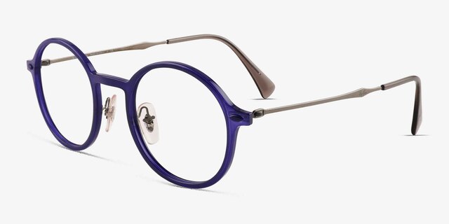 Ray-Ban RB7087 Lightray Transparent Blue Purple MetalEyeglass Frames from EyeBuyDirect, Angle View