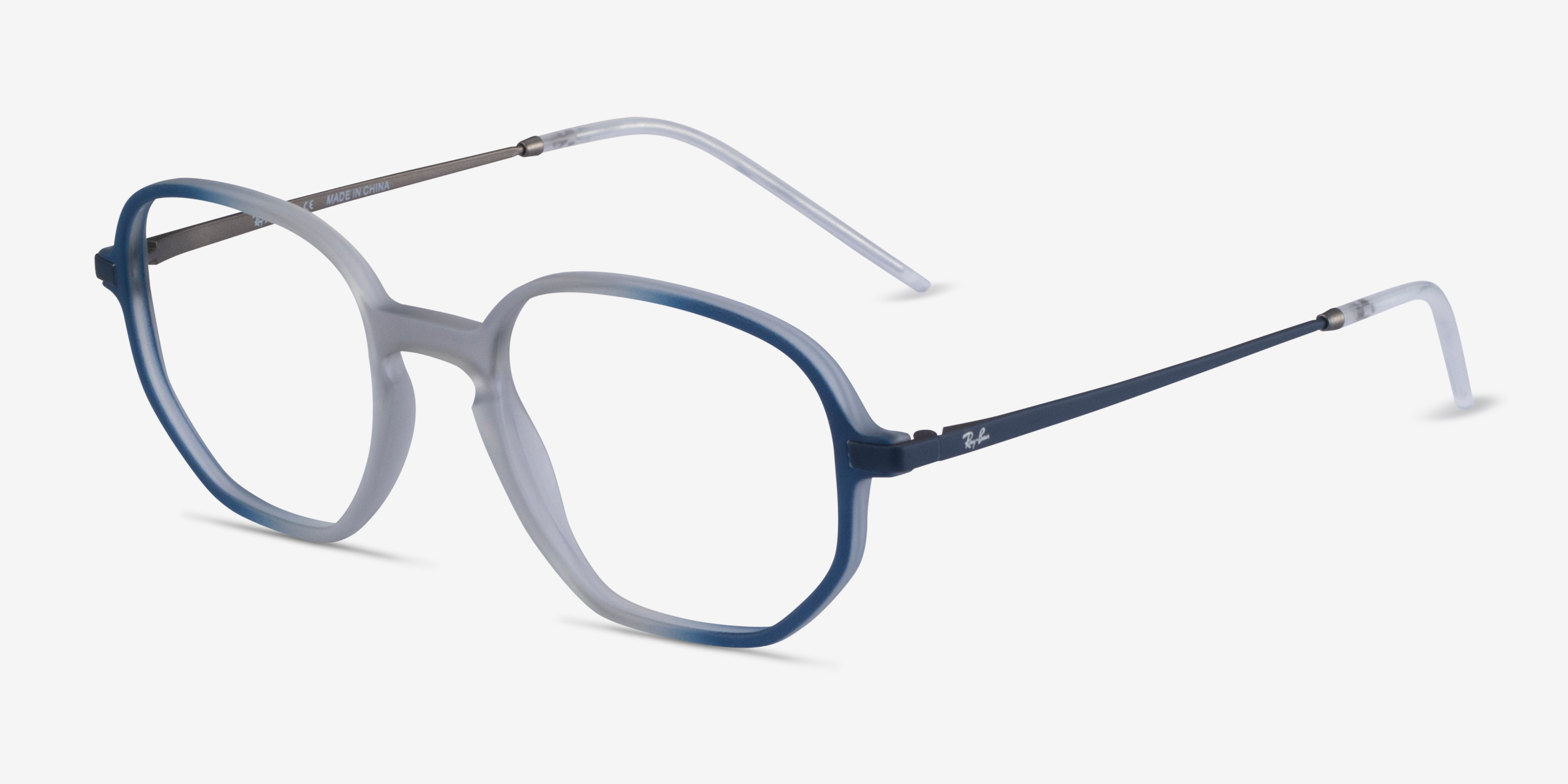 Ray-Ban RB7152 - Geometric Clear Blue Frame Eyeglasses | Eyebuydirect