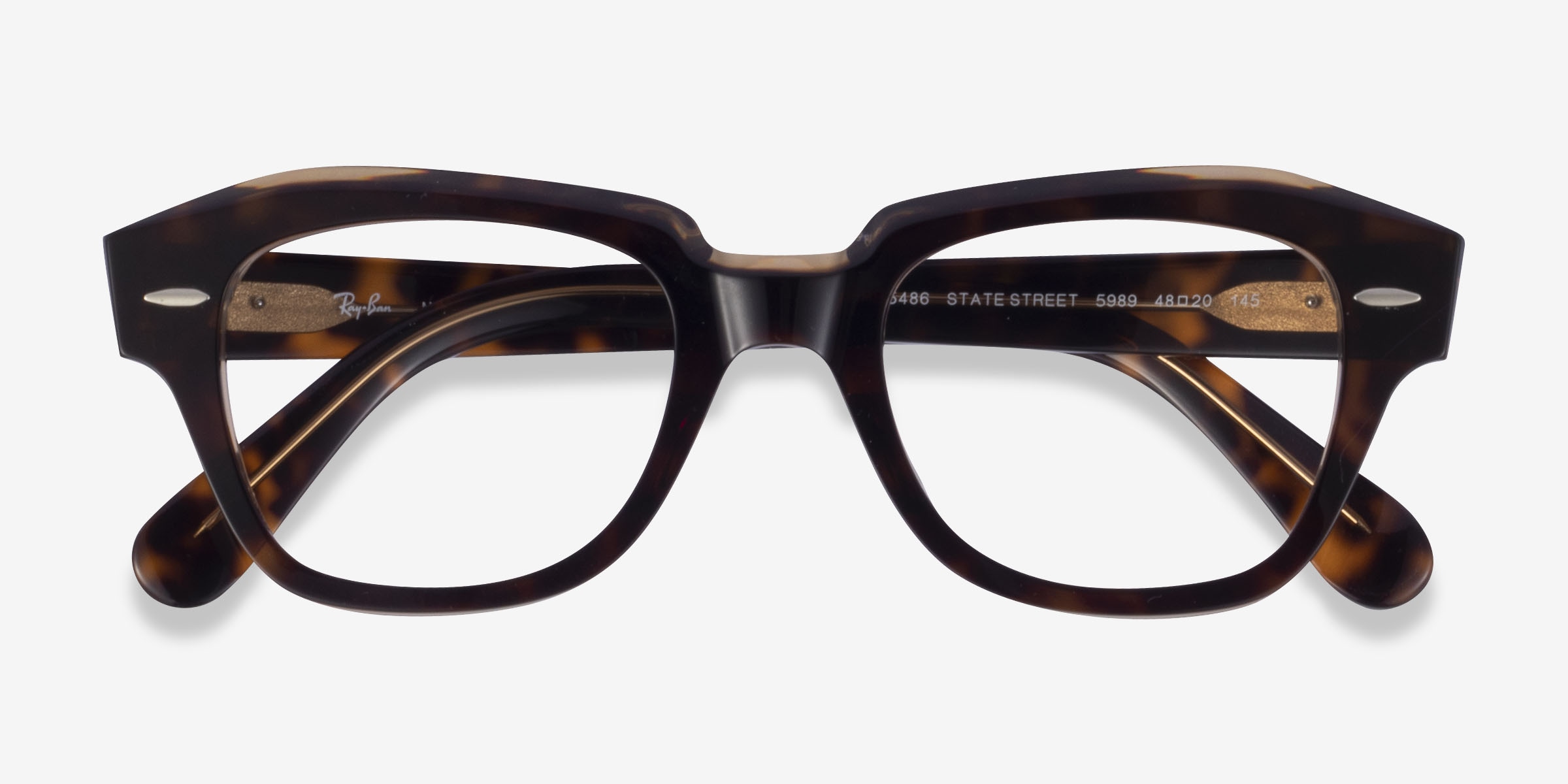 Ray-Ban RB5486 - Geometric Tortoise Frame Eyeglasses