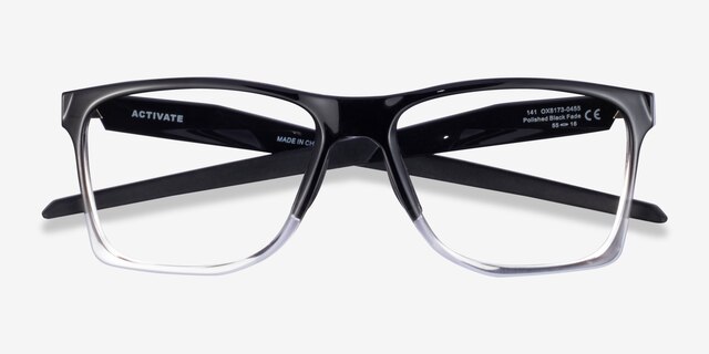 Oakley Activate Black Clear PlastiqueMontures de lunettes de vue d'EyeBuyDirect, Vue Rapprochée
