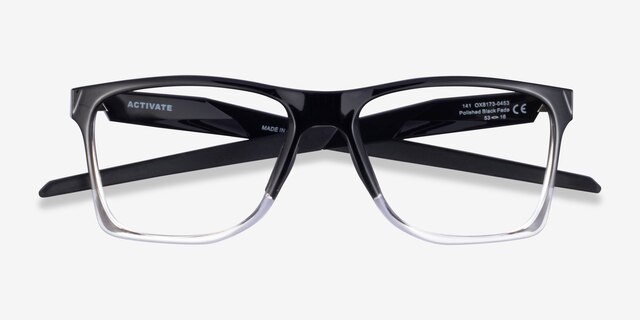 Oakley Activate Black Clear PlastiqueMontures de lunettes de vue d'EyeBuyDirect, Vue Rapprochée