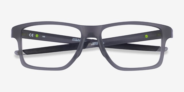 Oakley Chamfer Squared Gray PlasticEyeglass Frames from EyeBuyDirect, Closed View