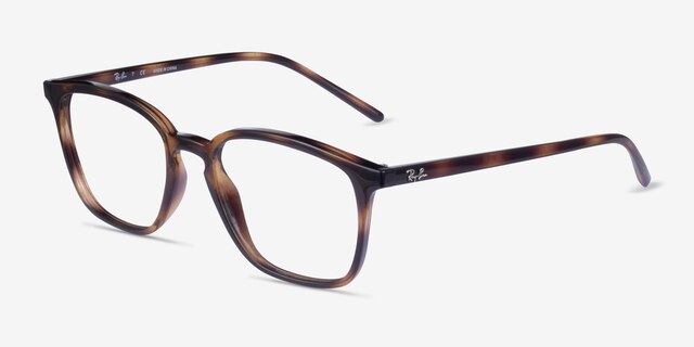 Ray-Ban RB7185 Tortoise PlasticEyeglass Frames from EyeBuyDirect, Angle View