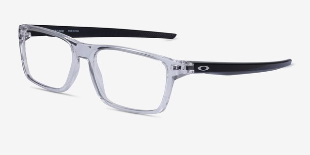 Oakley Port Bow Polished Clear PlasticEyeglass Frames from EyeBuyDirect, Angle View