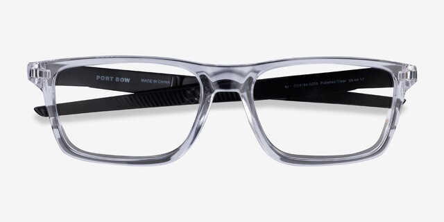 Oakley Port Bow Polished Clear PlasticEyeglass Frames from EyeBuyDirect, Closed View