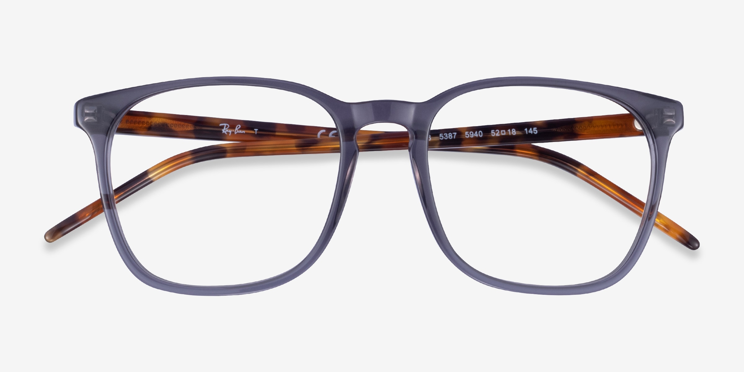 Ray-Ban RB5387 - Square Gray Frame Eyeglasses | Eyebuydirect