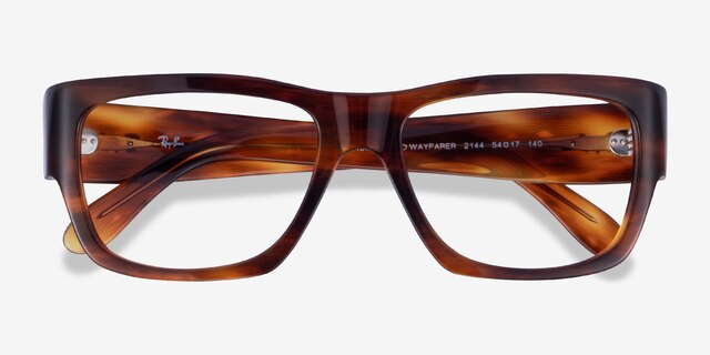 Ray-Ban Nomad Wayfarer Striped Tortoise AcetateEyeglass Frames from EyeBuyDirect, Closed View